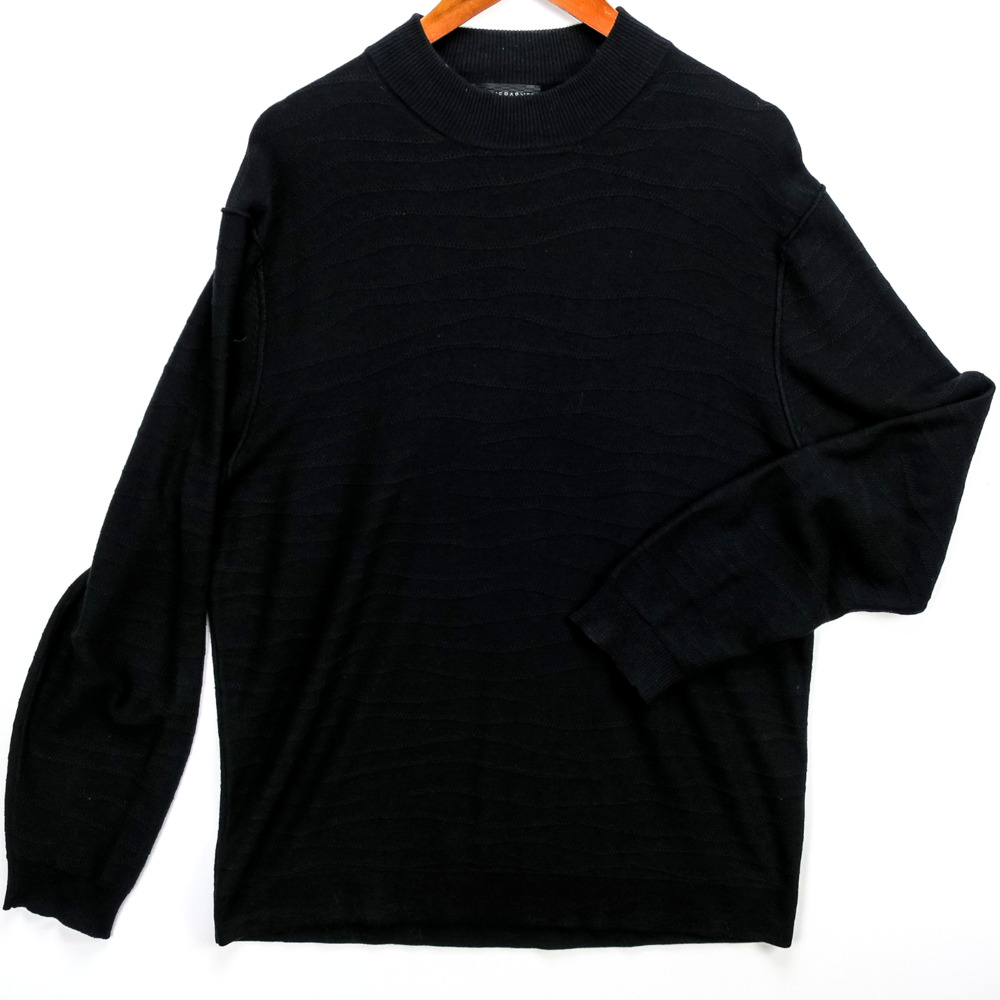Jhane Barnes Mens Large Black Luxury Blend Sweater Lightweight Minimalist Knit